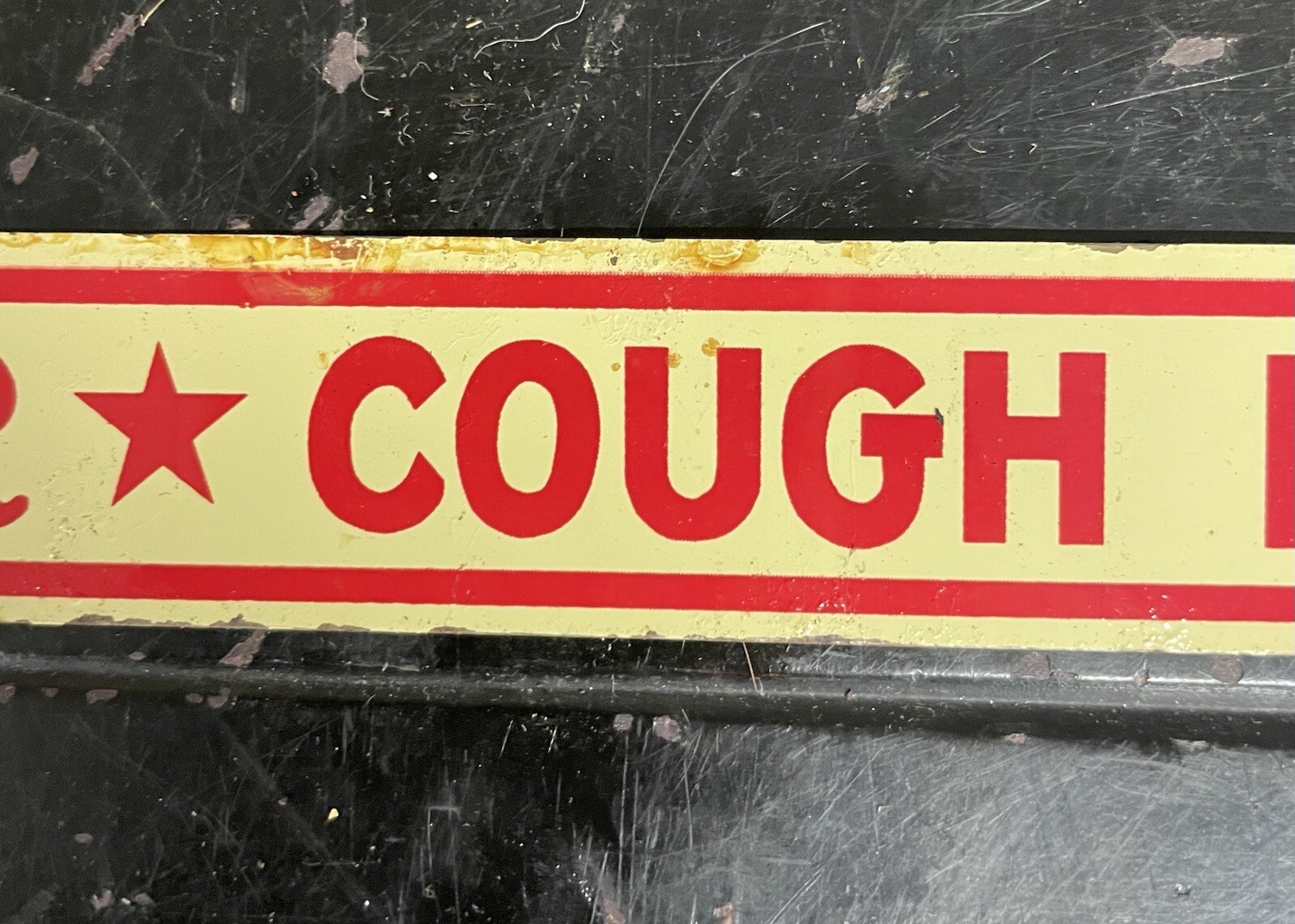 Early Vintage 5 C Red Star Cough Drops Advertising Drug Store Display Rack Sign