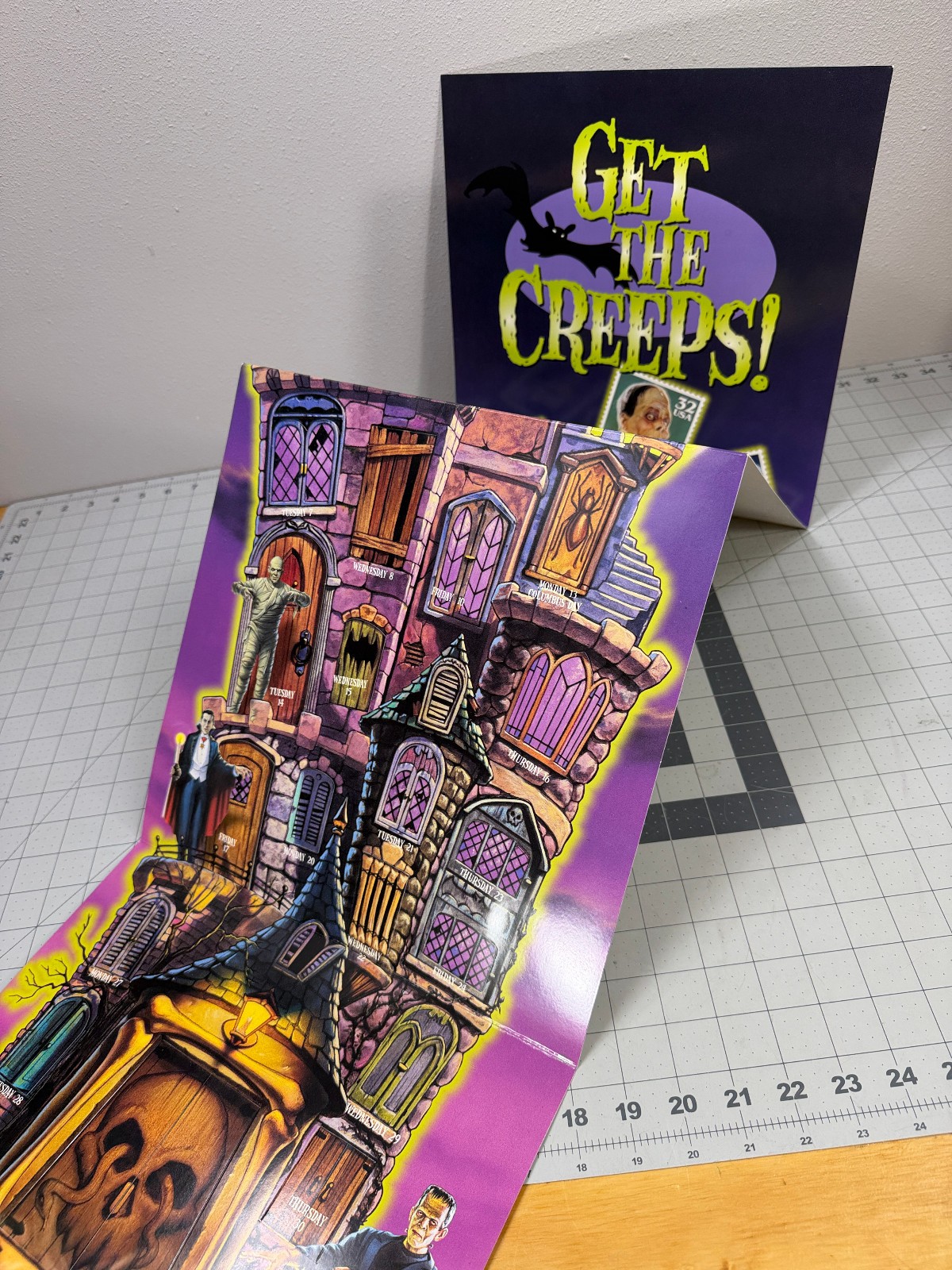 Vtg USPS Universal Monsters 1997 48″ Poster/Advent Calendar