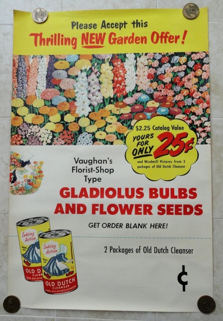 vintage OLD DUTCH CLEANSER Advertising STORE DISPLAY Poster ~1930’s-1940’s~