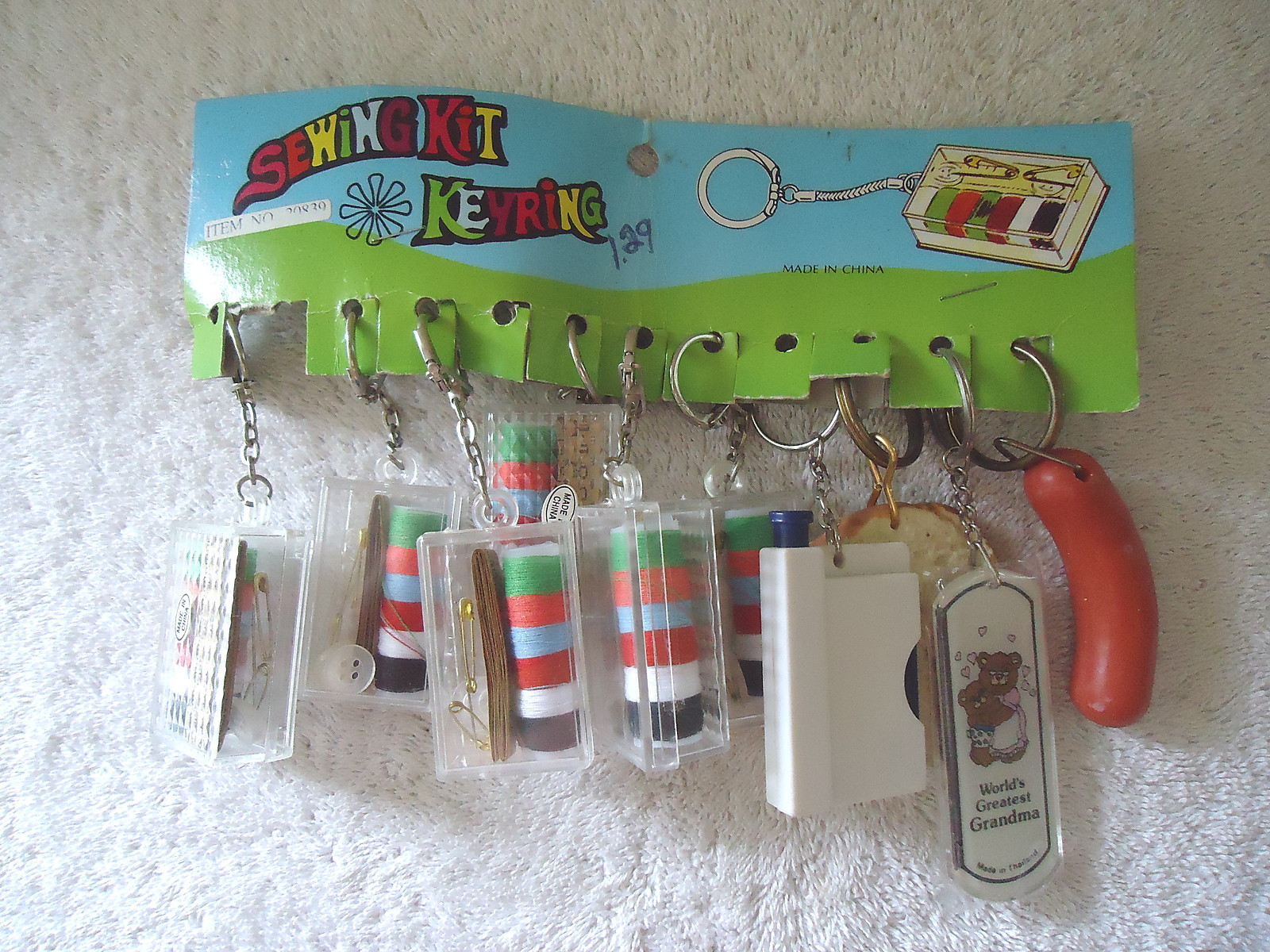 Vintage Store Display Sewing Kit Keyring Display With Some Kits And Other Items