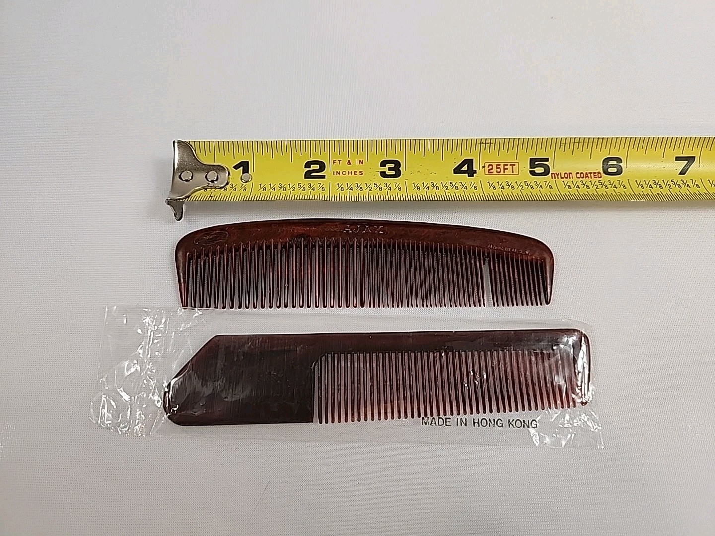 Vintage AJAX Unbreakable Pocket Comb & Unbranded NEW Vtg Comb Brown