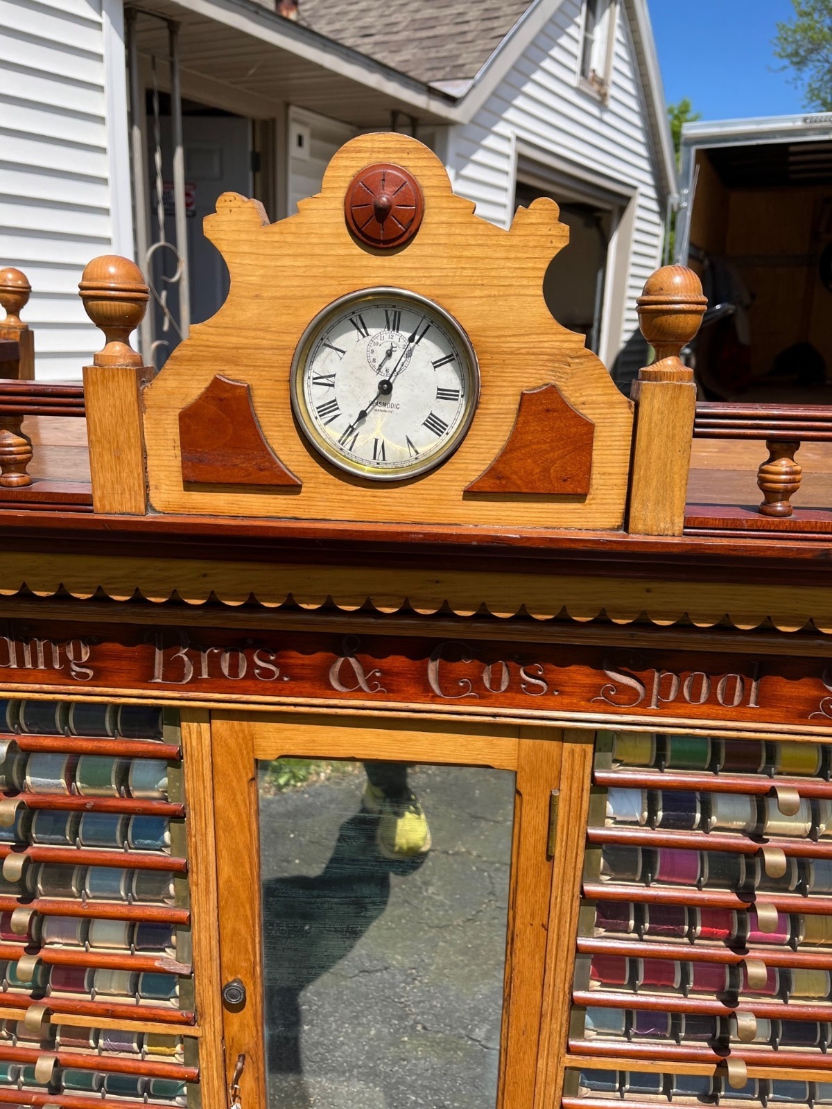 Original Antique 1900s Belding Silk Spool Country Store Advertising Cabinet