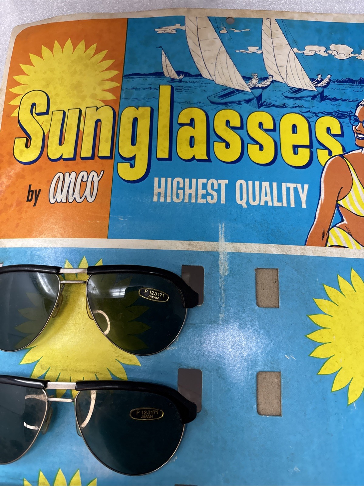 Vintage 1960s Sunglasses Anco Store Display Card