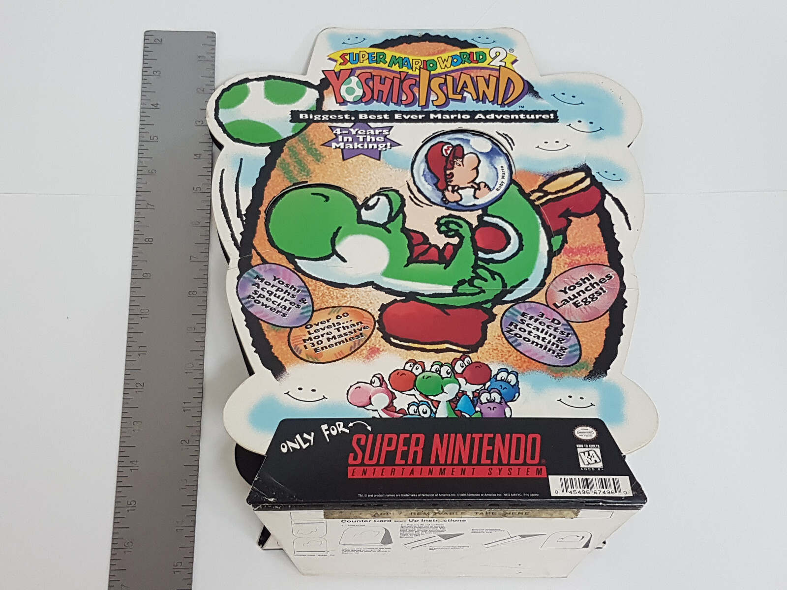 Super Mario World 2 Yoshi’s Island SNES Store Promo Display Box *Please Read*