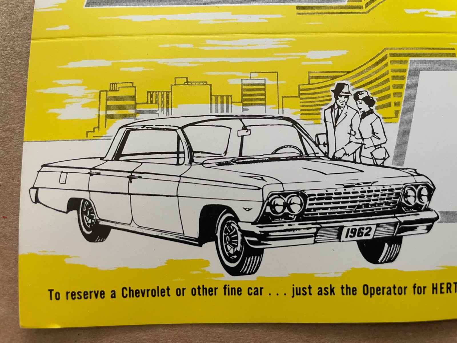 Vintage 1962 HERTZ Rent A Car Store Display Sign CHEVROLET IMPALA #1