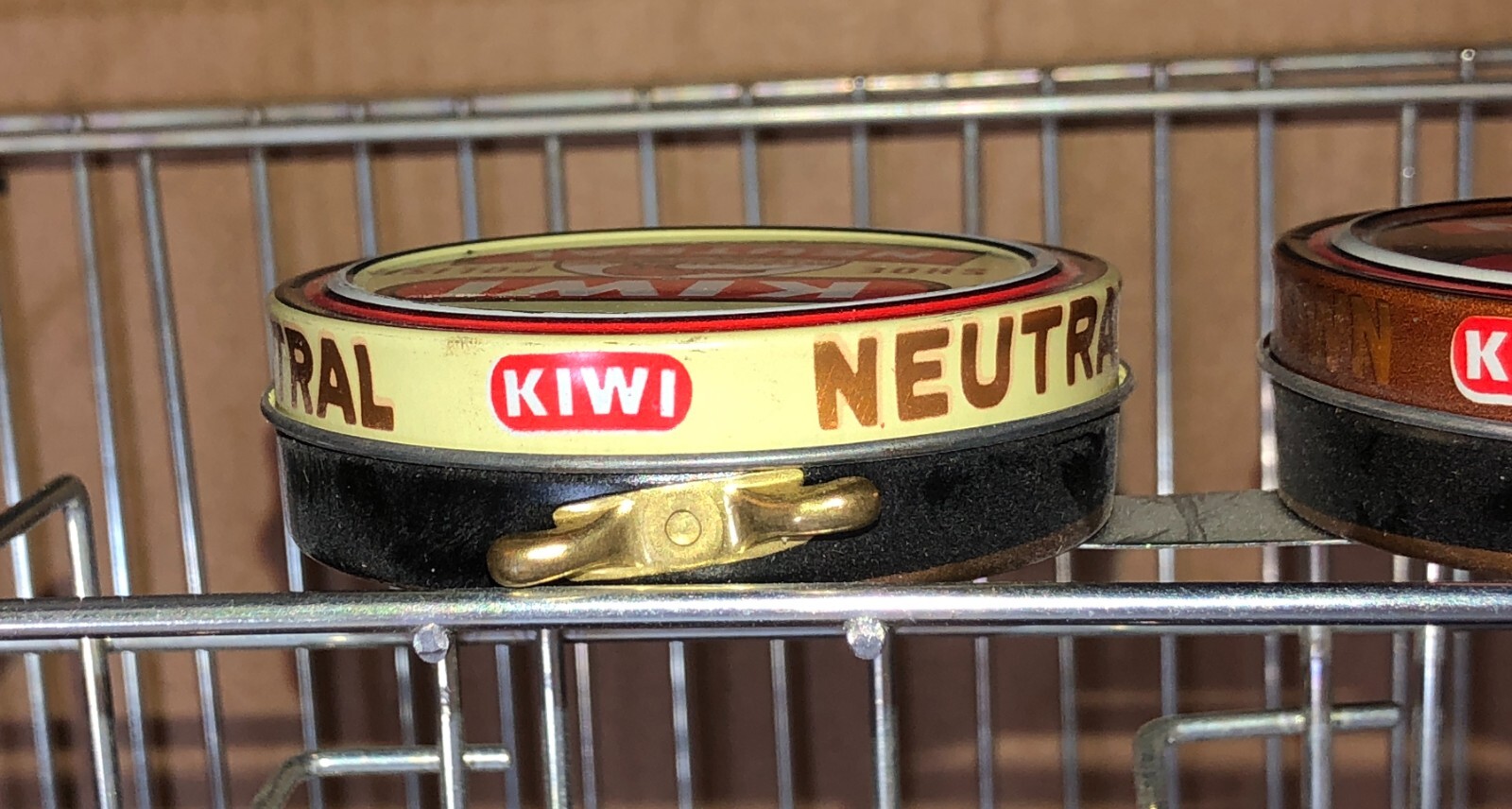 Kiwi Shoe Polish Tins Vintage Metal Store Counter-Top Stand 1940’s w Tin Old