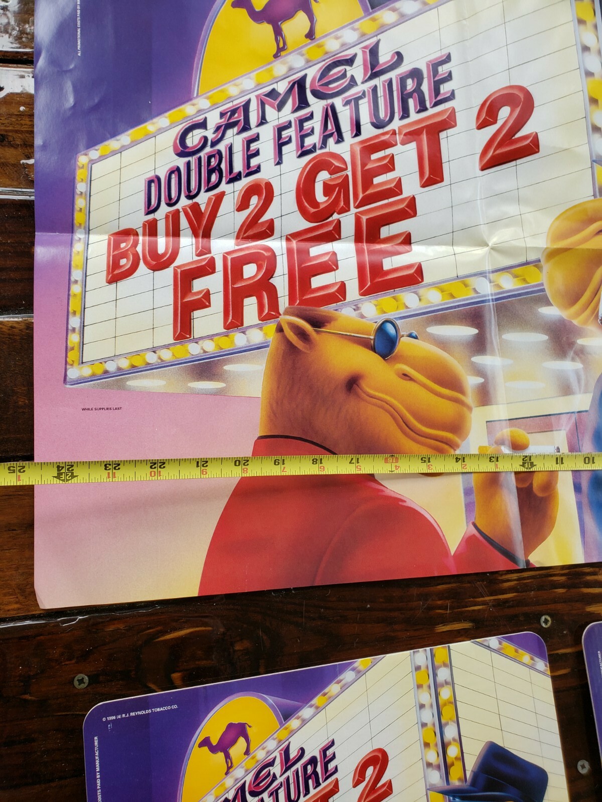 RARE lot of 3 Camel Store Display Sign Advertising Cardboard Cigarette Tobacco