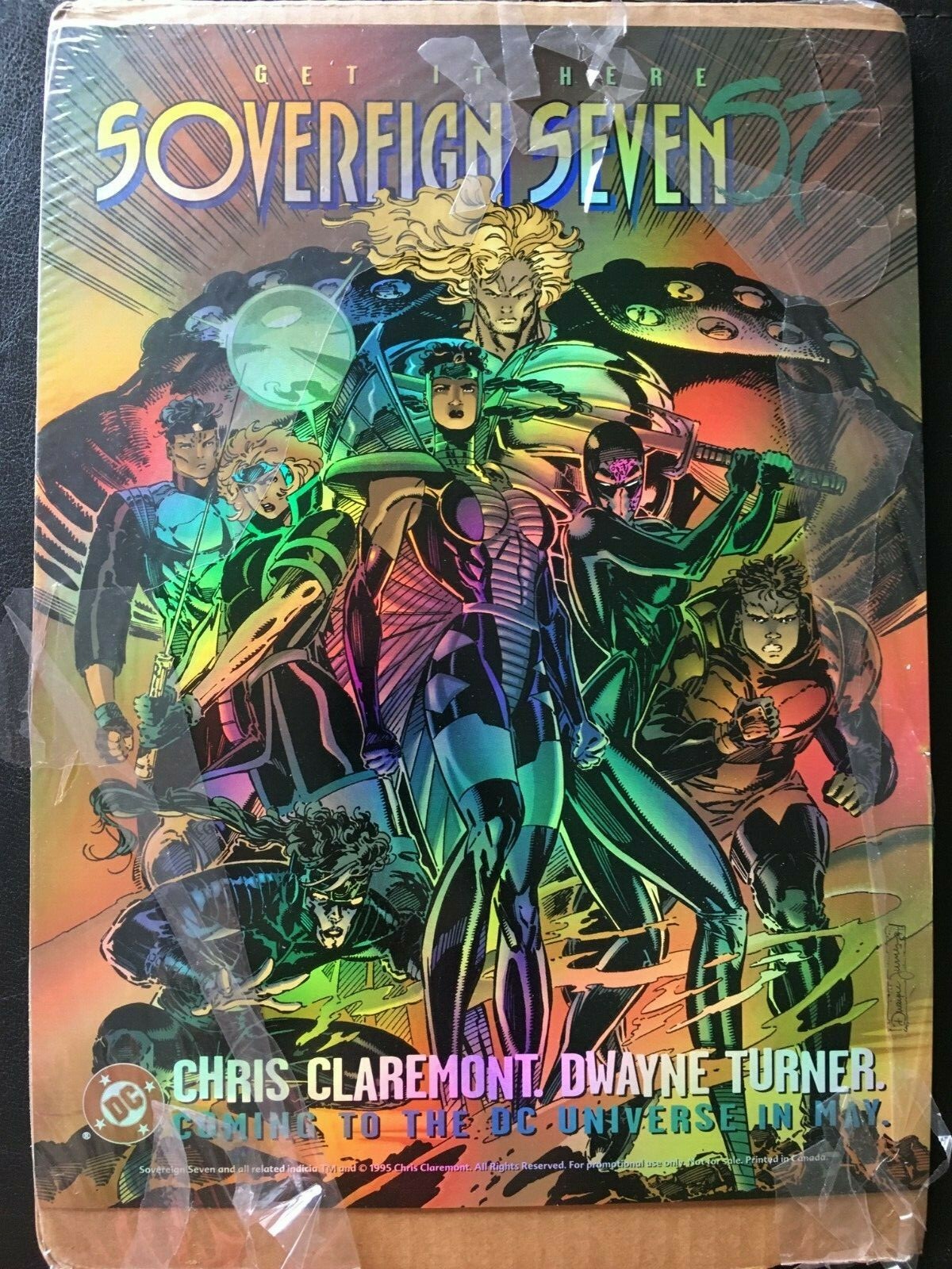 SOVEREIGN SEVEN HOLOFOIL POSTER AND COUNTER DISPLAY UNUSED 1995 DC COMICS