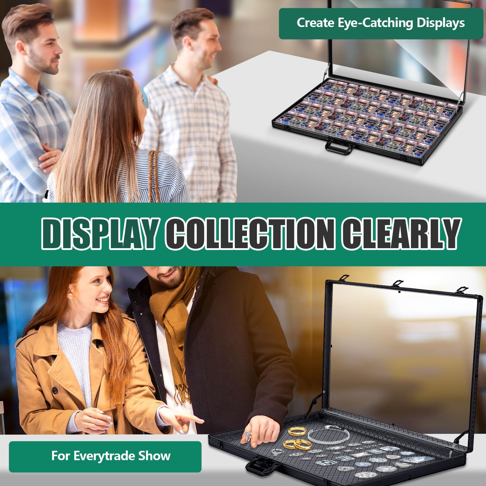 Memorywuu Trade Show Display Case, 34″x22″ Aluminum Locking 34″x22″, Black