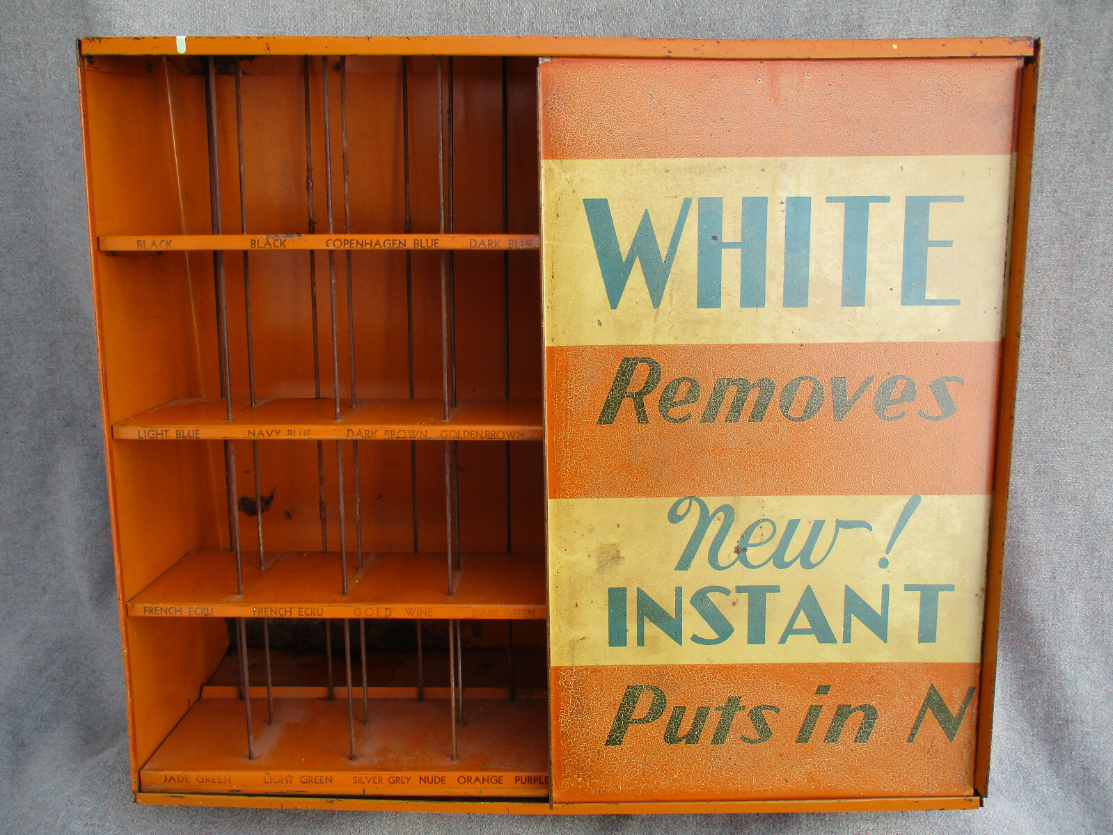 VINTAGE ANTIQUE TIN LITHO RIT DYE STORE COUNTERTOP DISPLAY CABINET