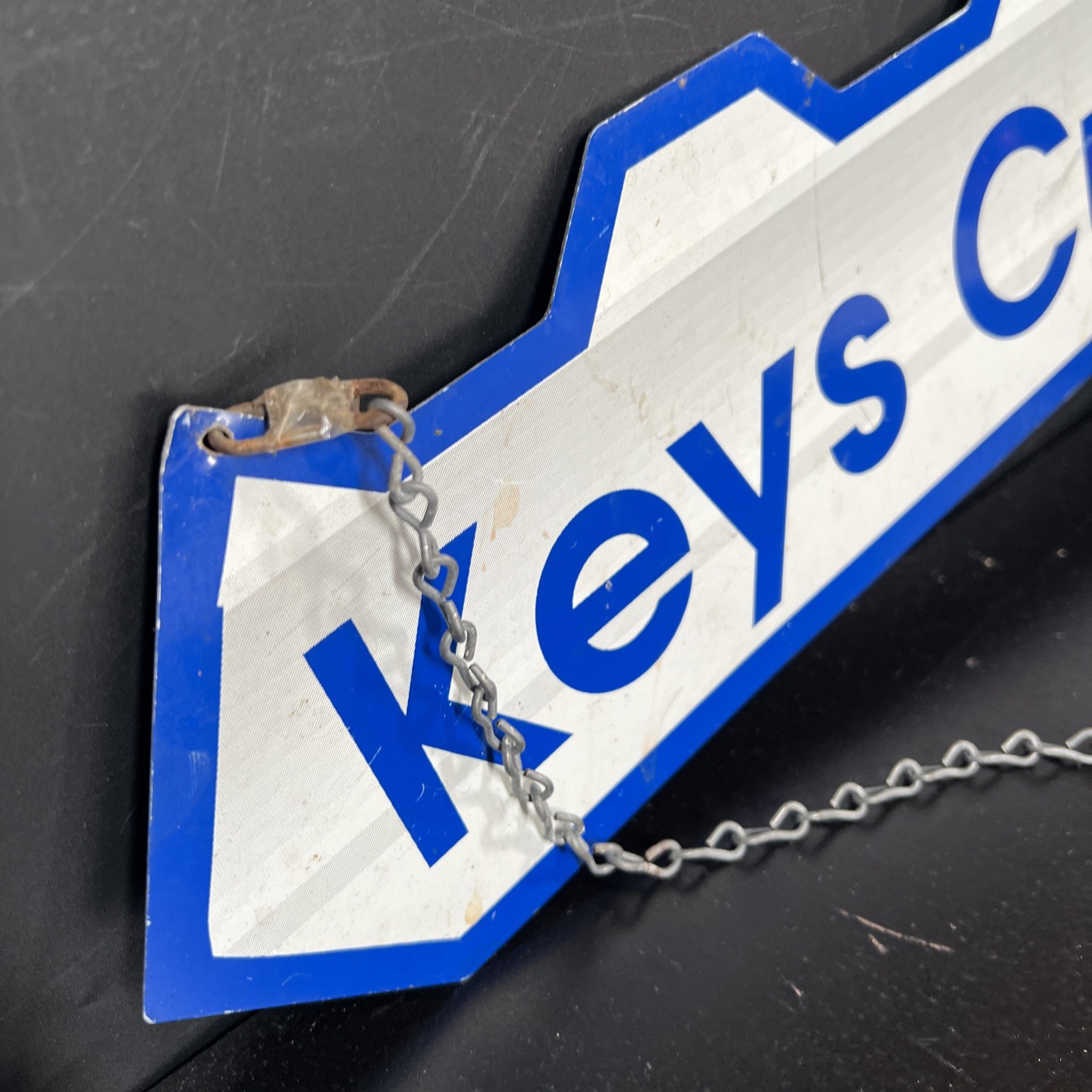 Vintage Hanging Locksmith Key Sign Ilco Aluminum Double Sided 31″