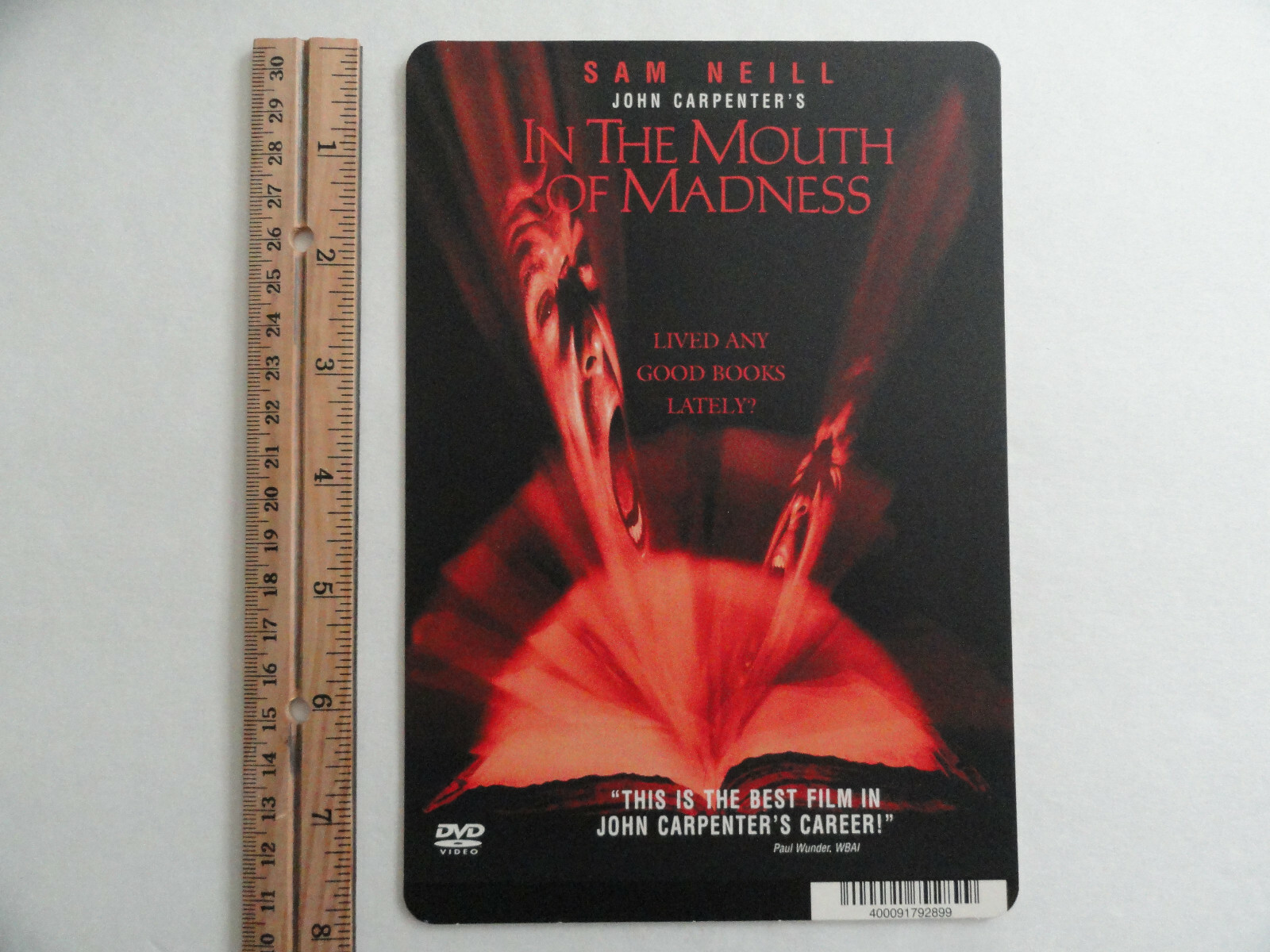 IN THE MOUTH OF MADNESS – BLOCKBUSTER VIDEO BACKER CARD 5.5″X8″ – NO MOVIE