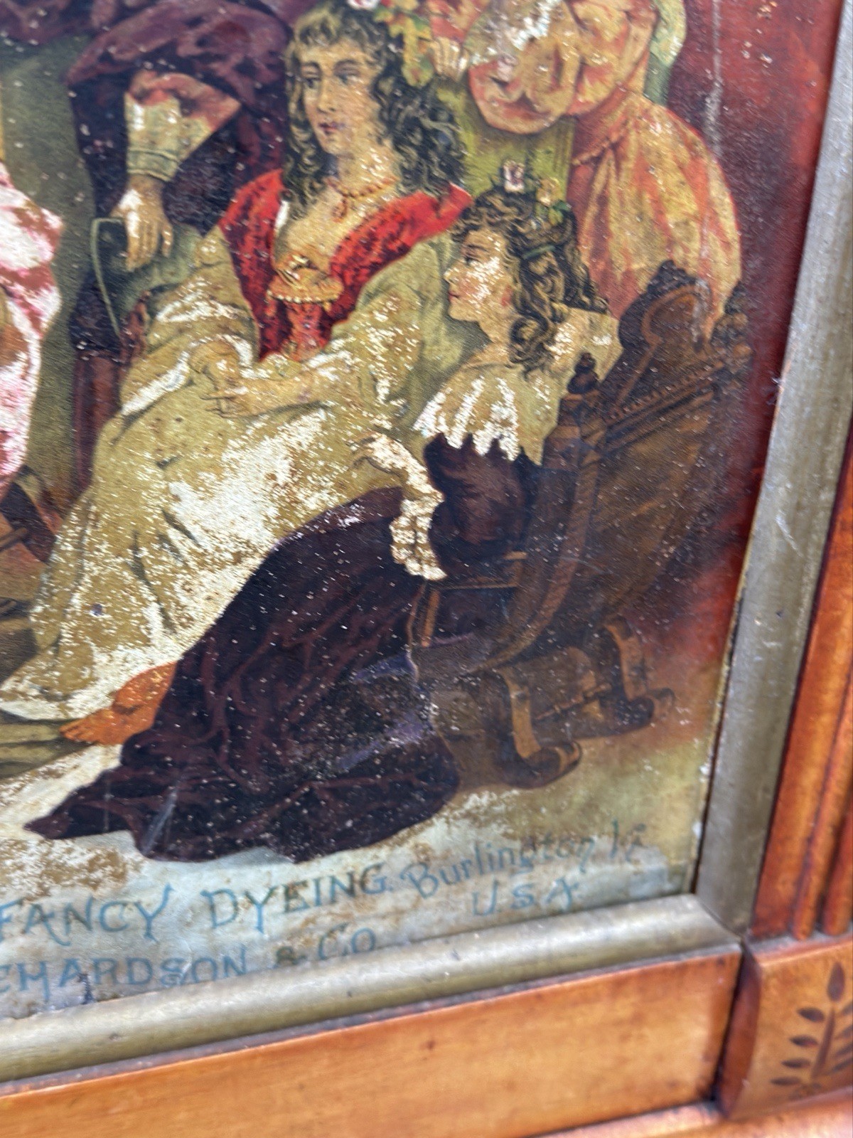 Diamond Dyes Display Cabinet – Antique Tin Litho country Store rare jester