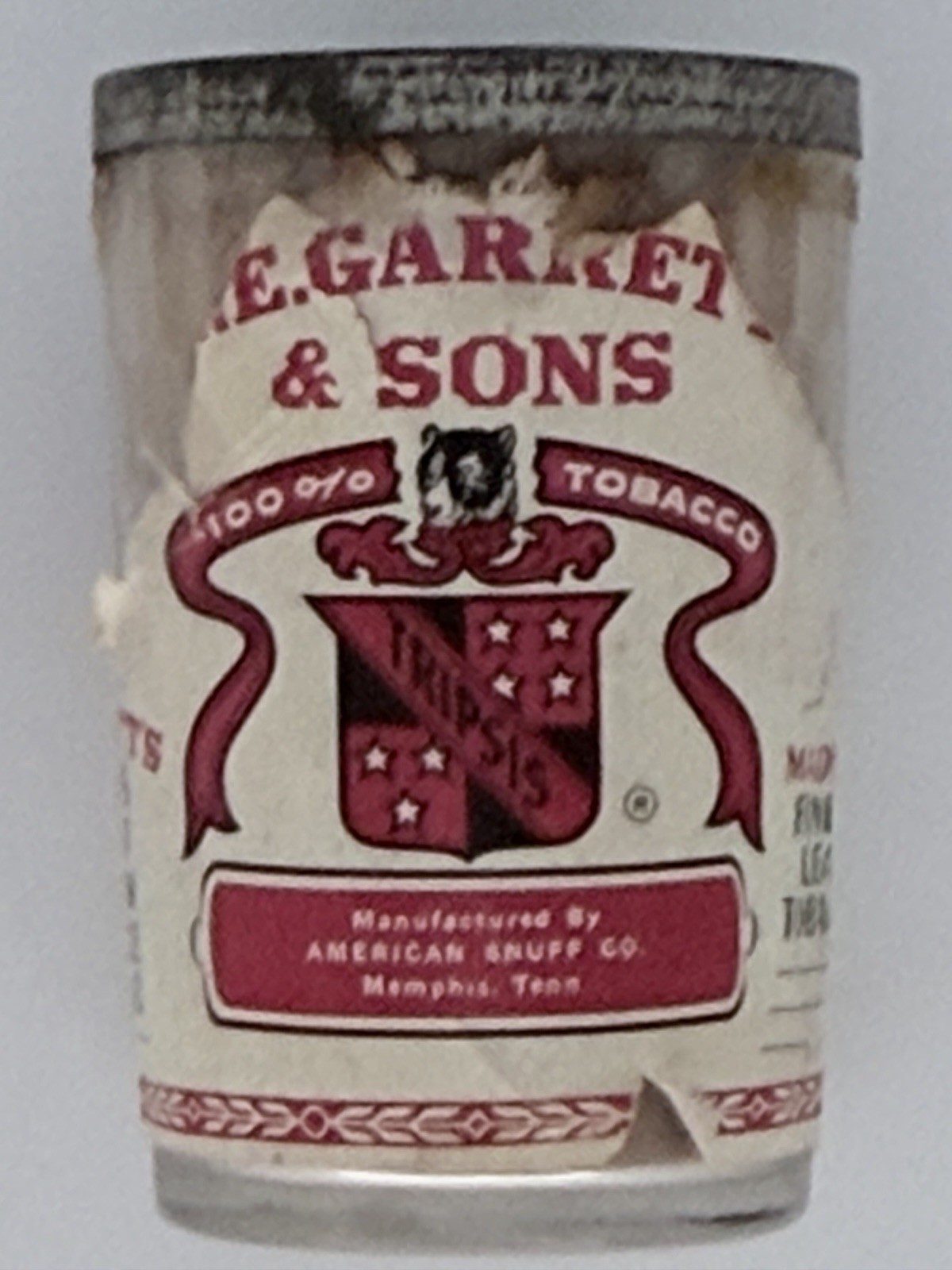 Vintage Garrett Glass Jar w Lid Advertising Country Store Display Collectible