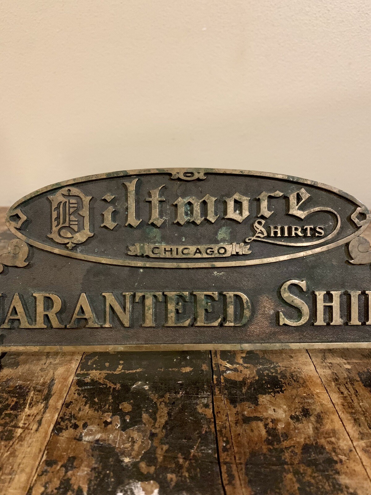Vintage Brass Biltmore Chicago Shirts Store Counter Advertising Display