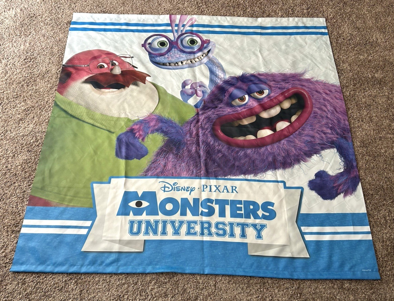 Disney/Pixar Toys R Us Monsters U Retail Display Cloth Banner Art/Randy/Don Carl