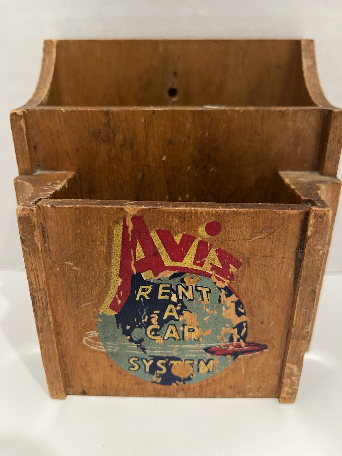 Avis Rent A Car Rare Vintage Wooden Pamphlet Display Holder