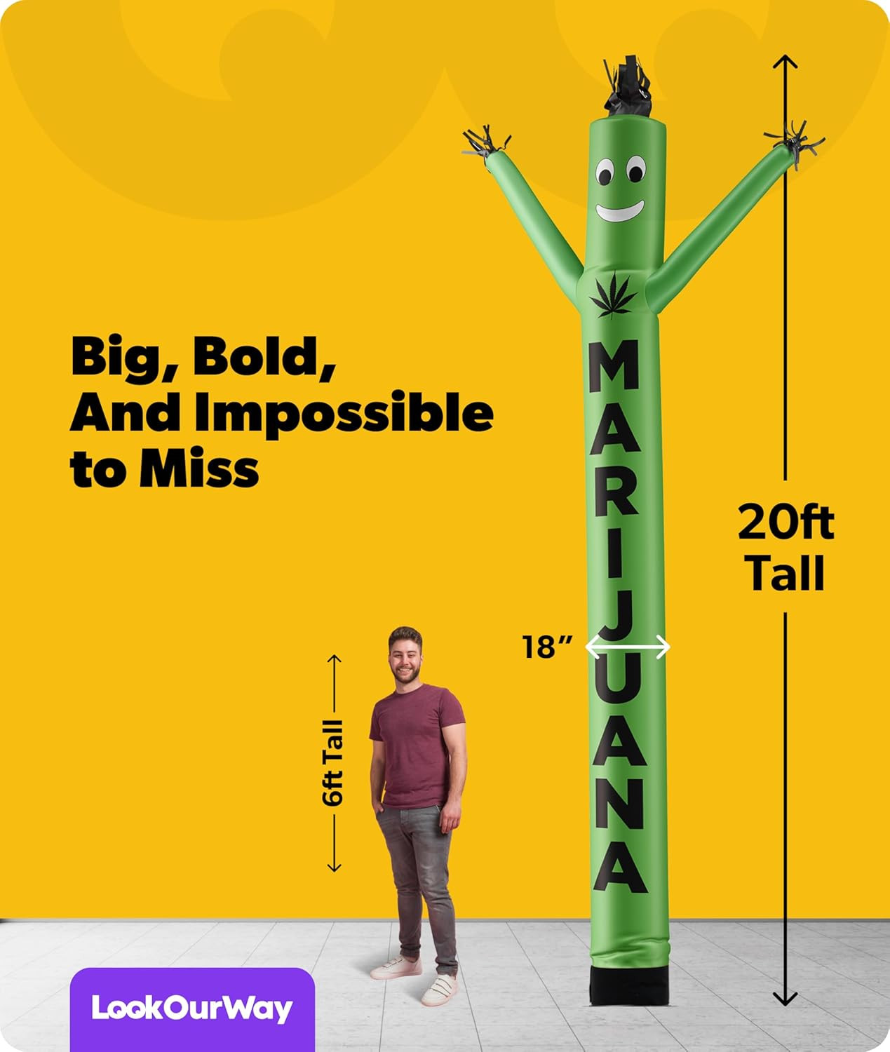 Lookourway Air Dancers Inflatable Tube Man Attachment – 20 Feet Tall Wacky Wavin