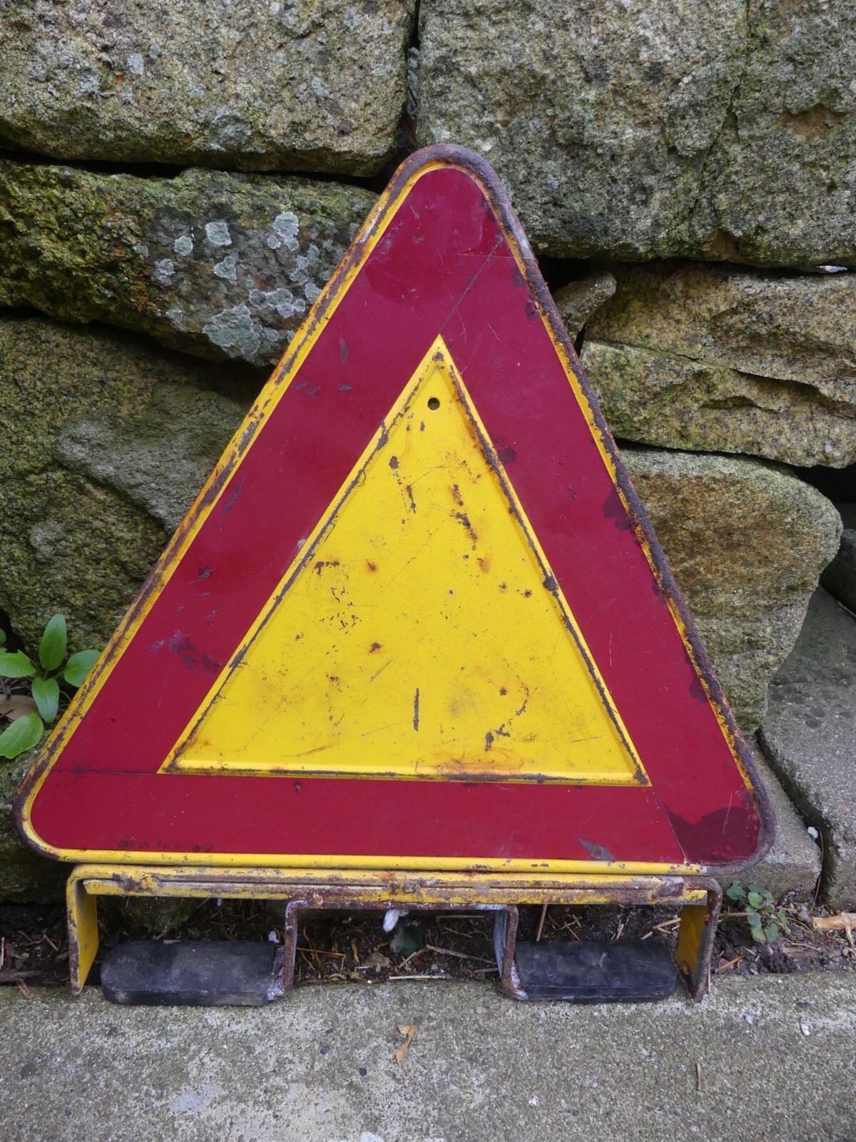 Antique 1950 SIGNALLING TRIANGLE, garage, car, motorcycle, no copy, no enamelled