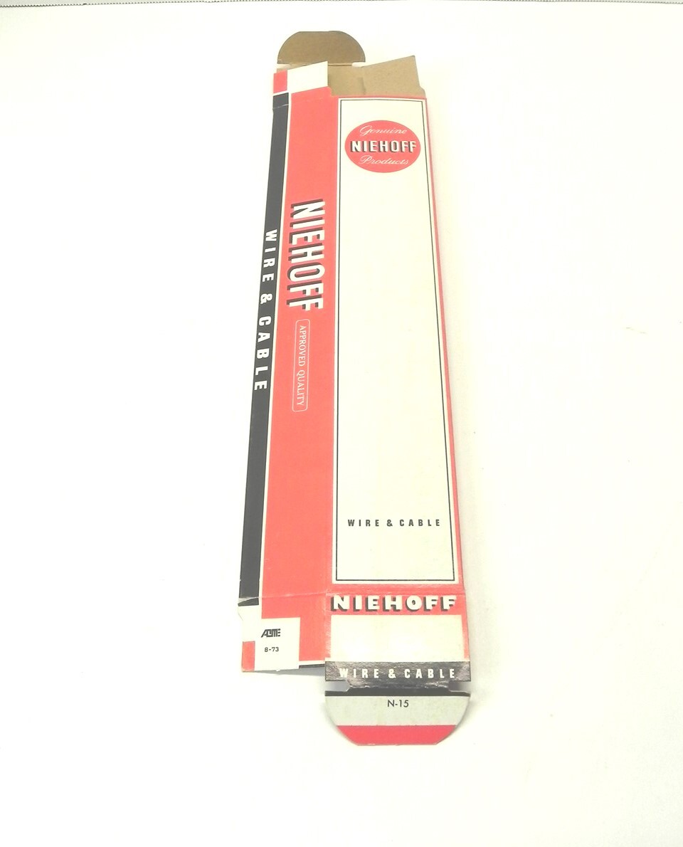 VINTAGE NIEHOFF WIRE & CABLE DISPLAY BOX *BOX ONLY* #N15 NEW UNUSED 12×2.25×1.75