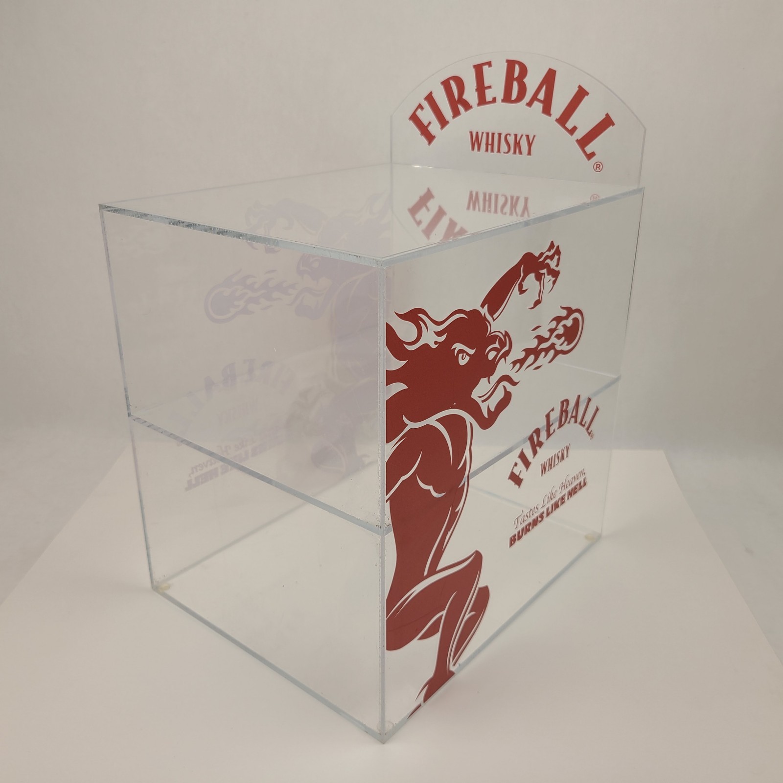 Fireball Whisky Store Counter Display Case 2 Shelf Mini Bottle Holder Bar Decor