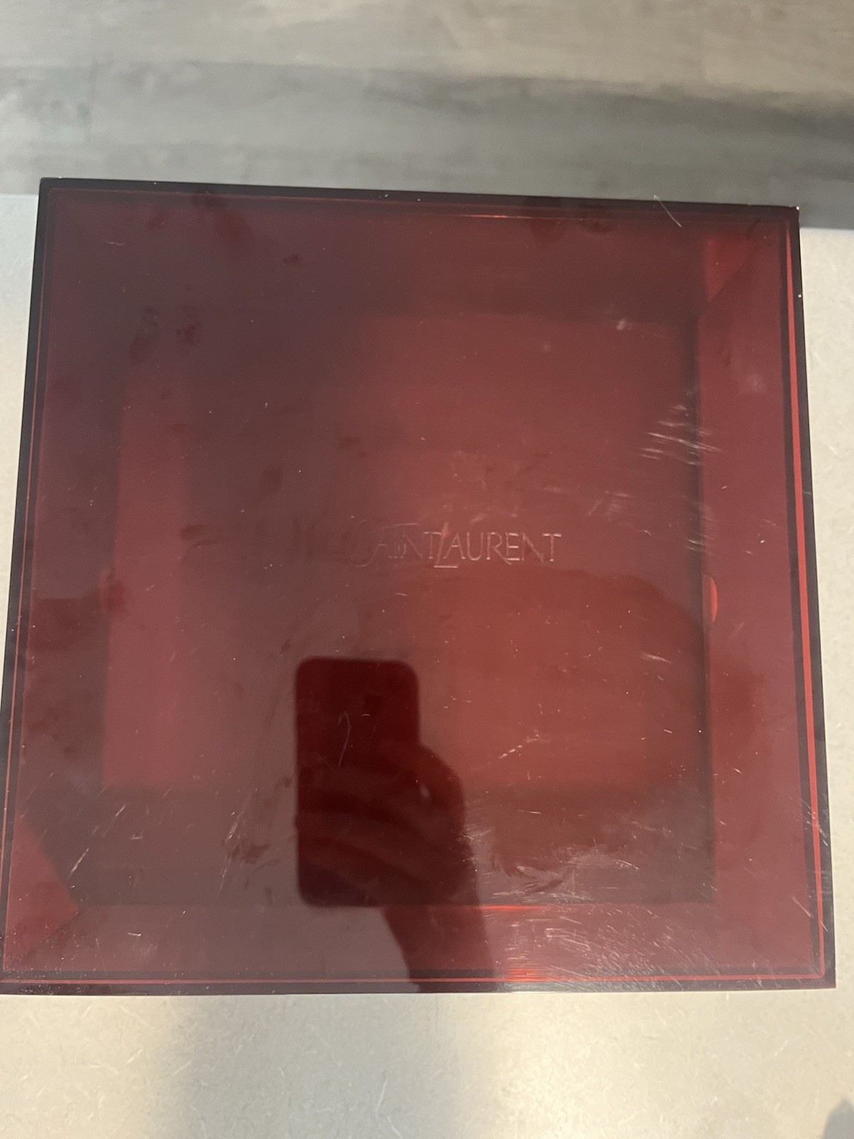 VTG 90s Yves Saint Laurent YSL Red Acrylic Store Display Case Retail Prop 9.5”