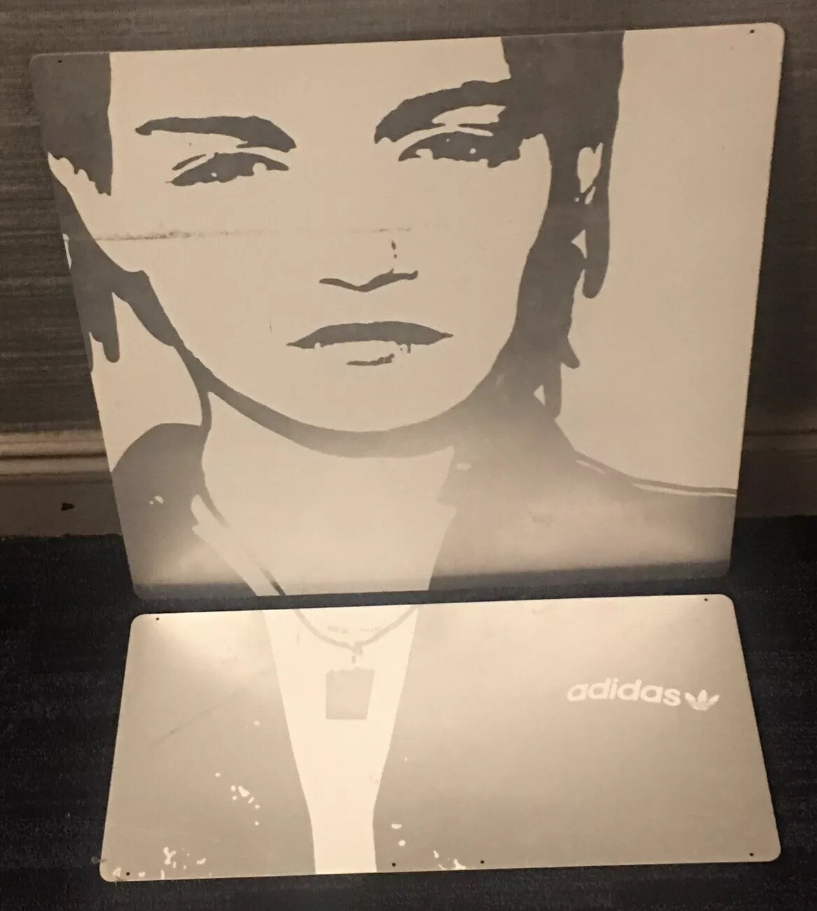 Adidas Sneakers 2 Part D/S Aluminum White Silkscreen Graphic Store Display Sign