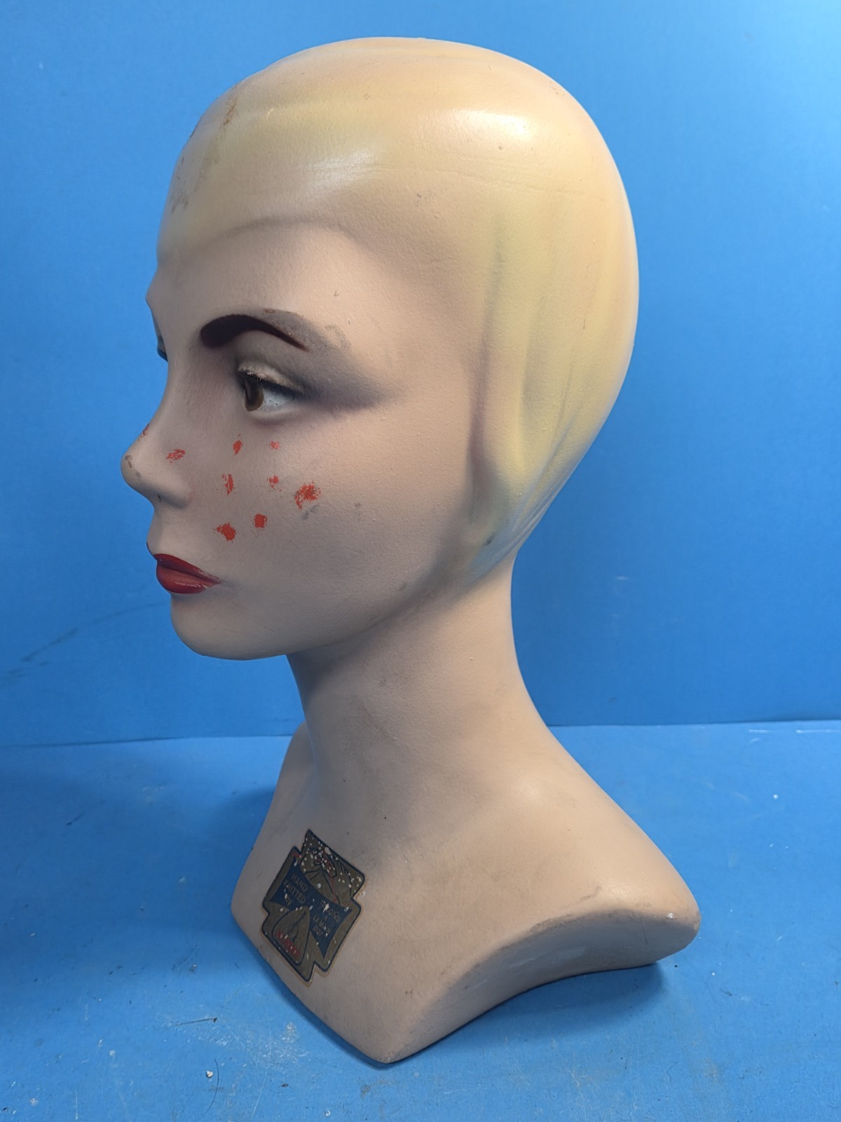 Rare Vintage 1950s Hersey Knitting Store Display Mannequin Bust Canadian Wool