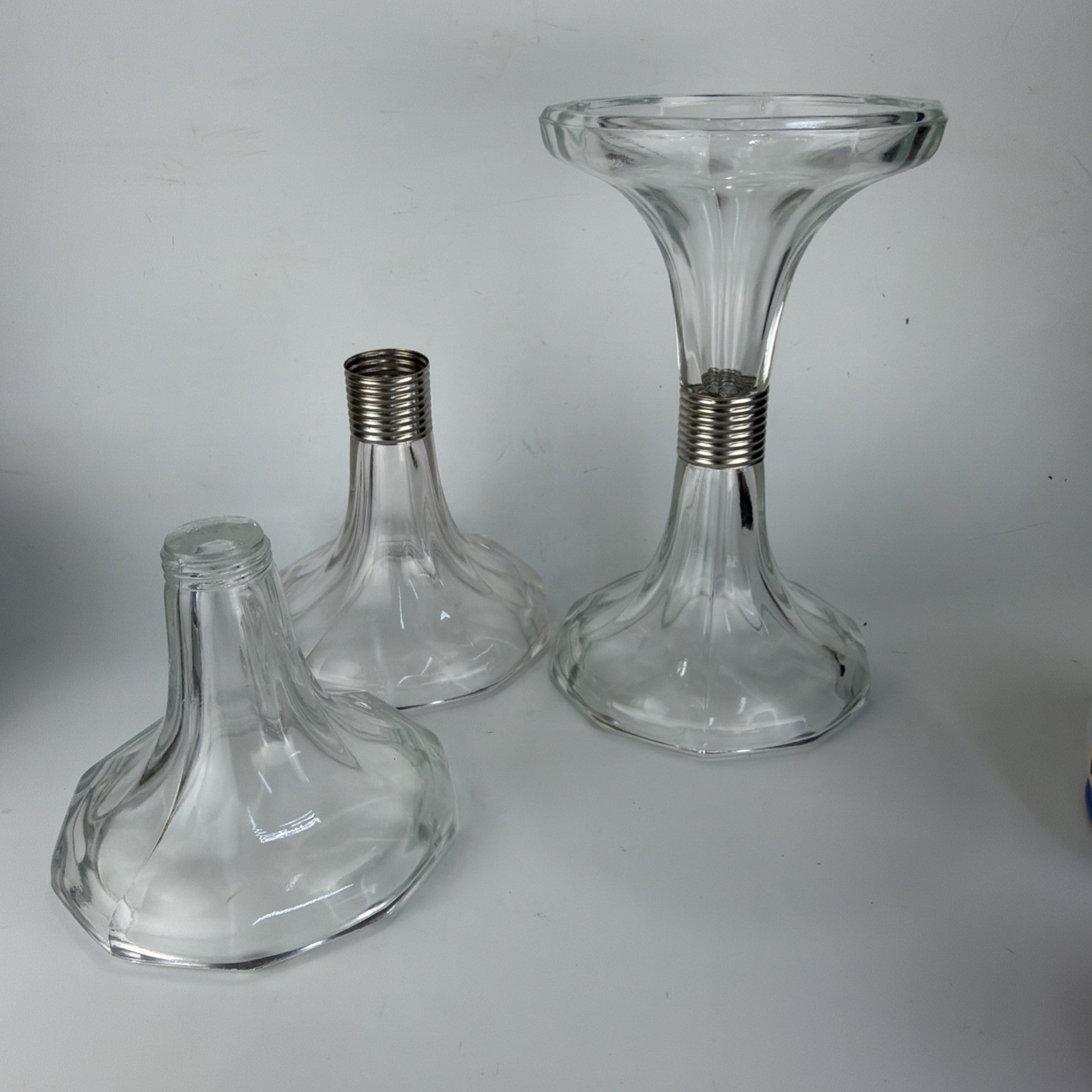 Vintage Deco Glass Shelf Support Riser Pair Store Soda Fountain Display 8 3/8″