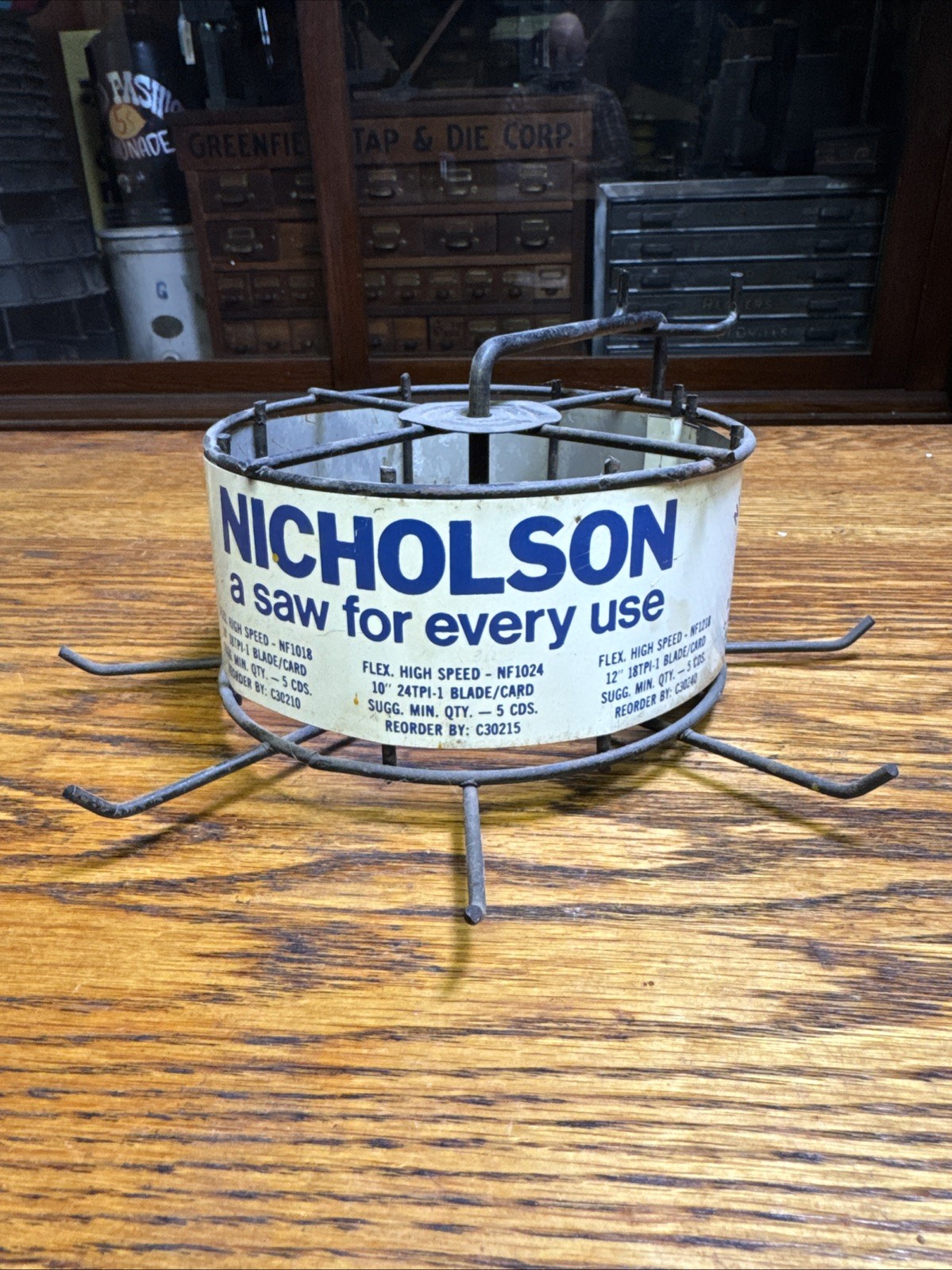 Vintage Nicholson Saw Blades Rotating Store Display Wall Metal Rack