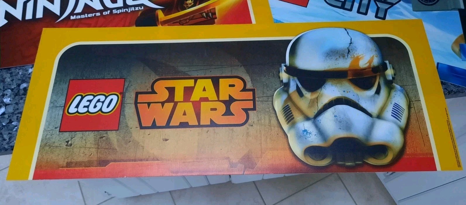 LOT of (3) LEGO Ninjago Star Wars & CITY Acrylic Plastic Toys R Us Display Signs