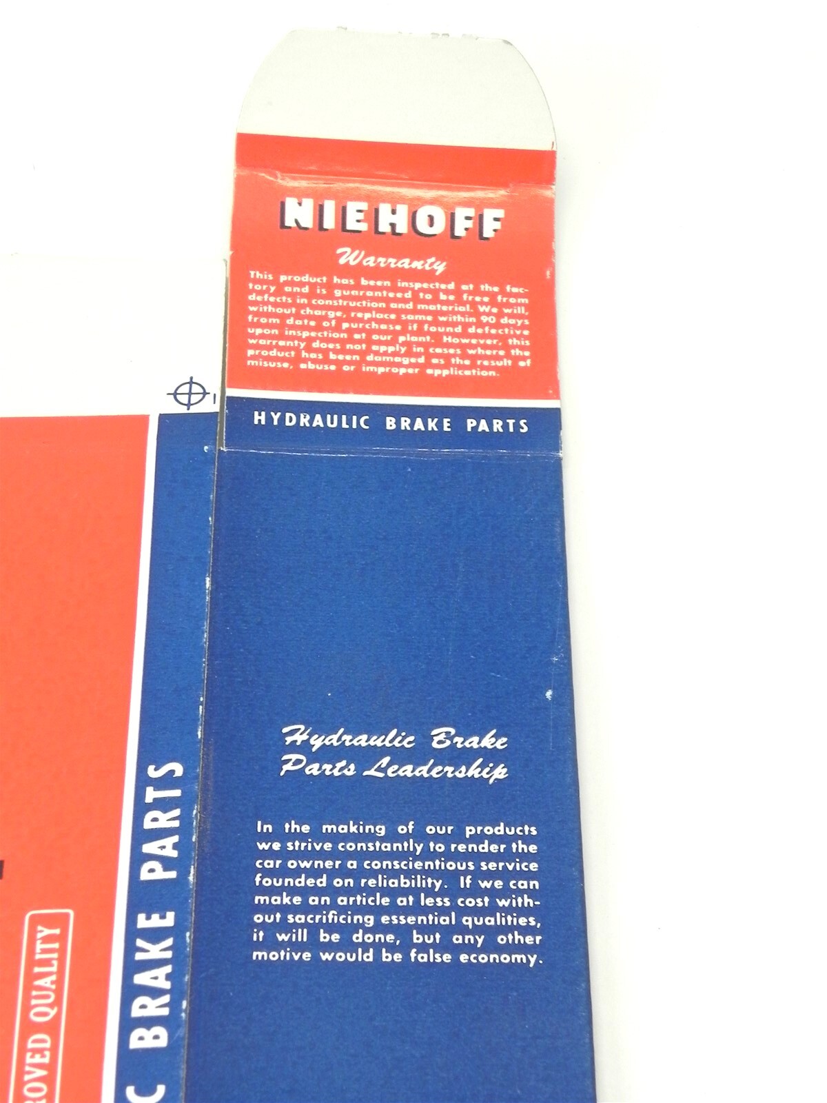 VINTAGE NIEHOFF HYDRAULIC BRAKE PARTS DISPLAY BOX *BOX ONLY* #BP-24 NEW UNUSED