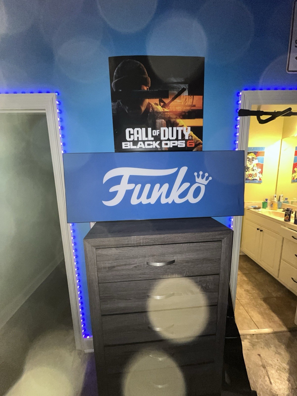 Funko Store Display Advertising Sign Blue White Collectible Retail Shop Decor