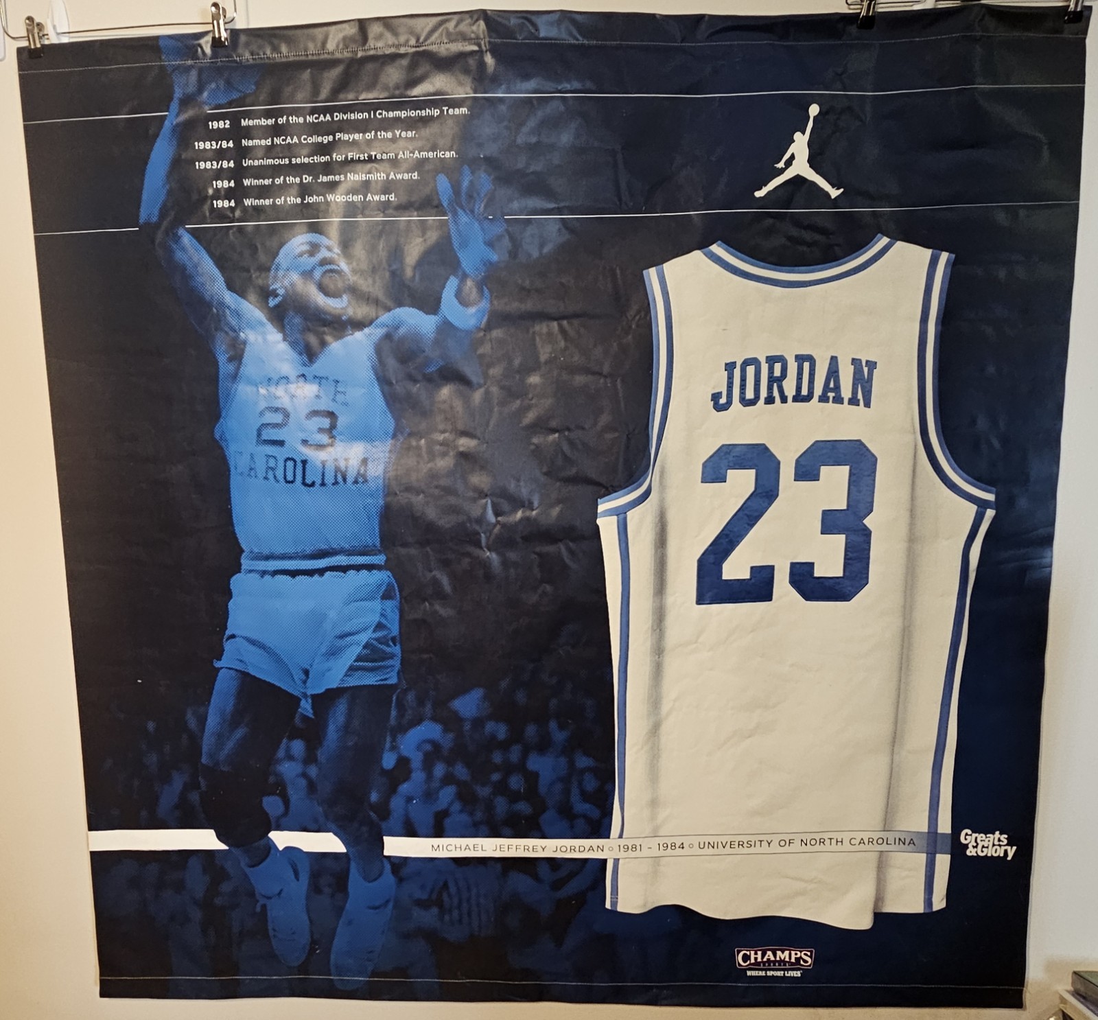 Michael Jordan Greats And Glory UNC Champs Sneakers Advertising Vinyl Banner