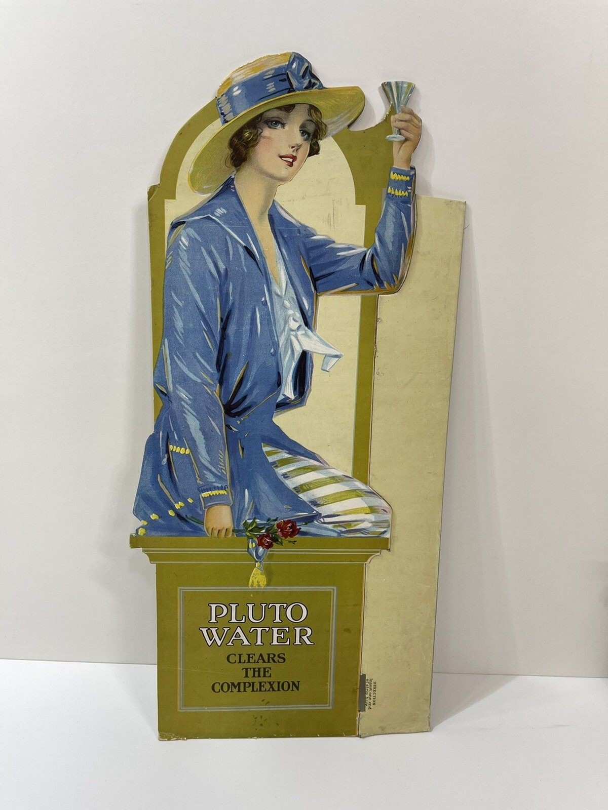 Rare Set Antique Vtg Pluto Water Lithograph Cardboard Signs Store Displays 25”