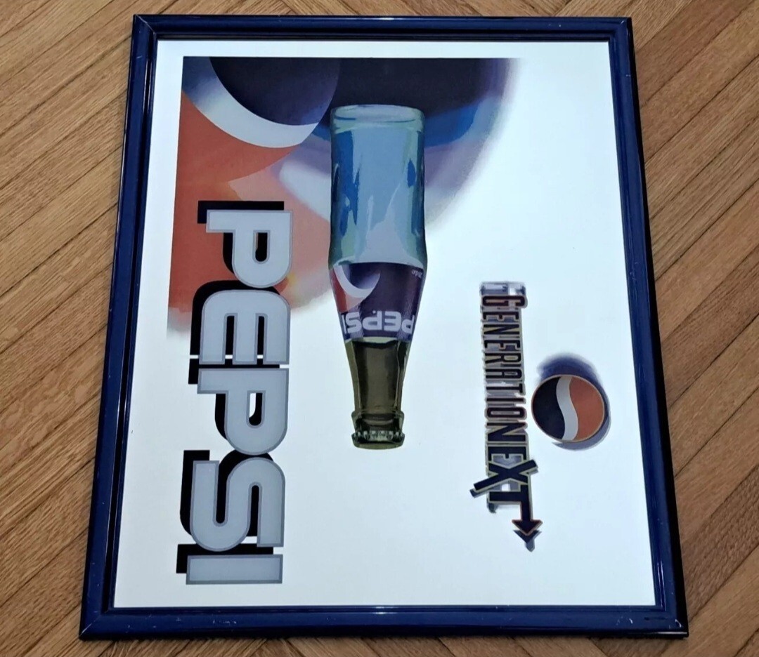 VINTAGE PEPSI GENERATIONEXT-BAR PUB-90′ ADVERTISING MIRROR SIGN FRAME