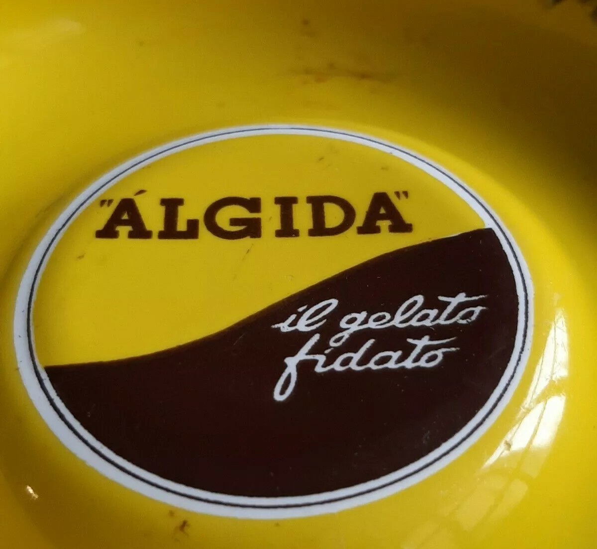👉VINTAGE ALGIDA ICE CREAM ☆ Rare ENAMEL ASHTRAY 🇮🇹 ’50 CAROUSEL ASHTRAY