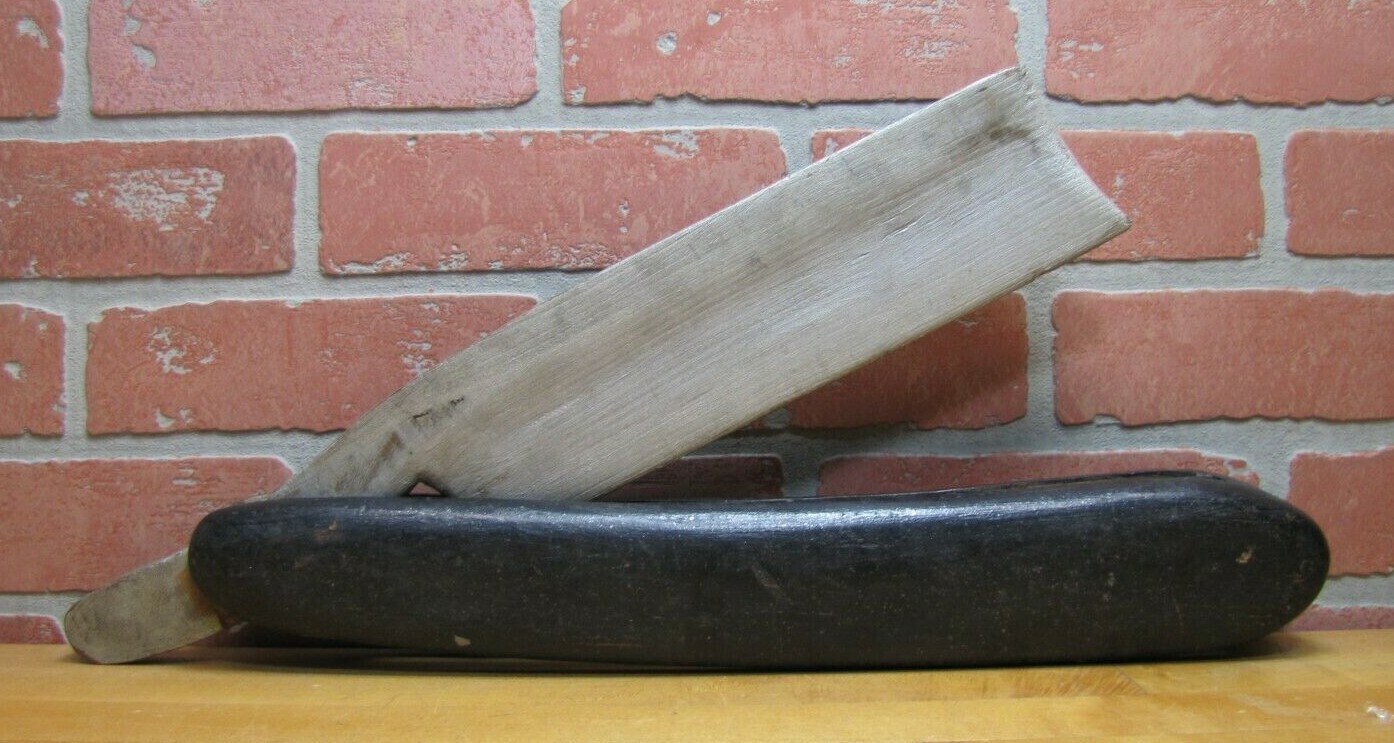 BARBER SHOP STRAIGHT RAZOR Large Wooden Trade Sign Storefront Ad Display