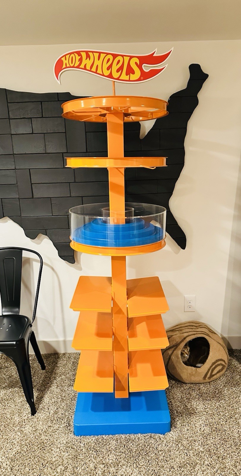 Hot Wheels Store Advertising Floor Display Stand/Shelf w/ Logo Sign Orange/Blue