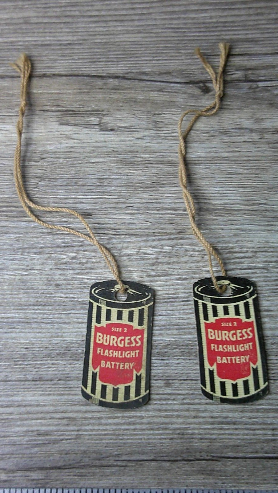 very early Burgess Battery advertising price tag size 2 flashlight batteries Z93