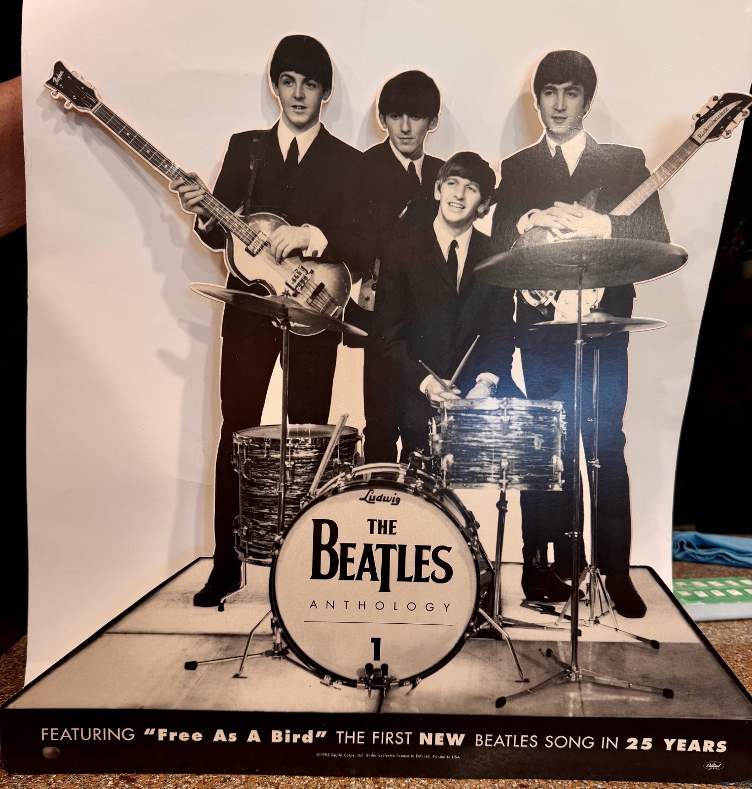 Original 1995 Beatles Anthology Record Store Promo Counter Display Standee