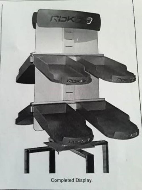 REEBOK DOUBLE TIER CAP HAT TOPPER COUNTERTOP DISPLAY with 8 HAT SHELVES, CORMARK