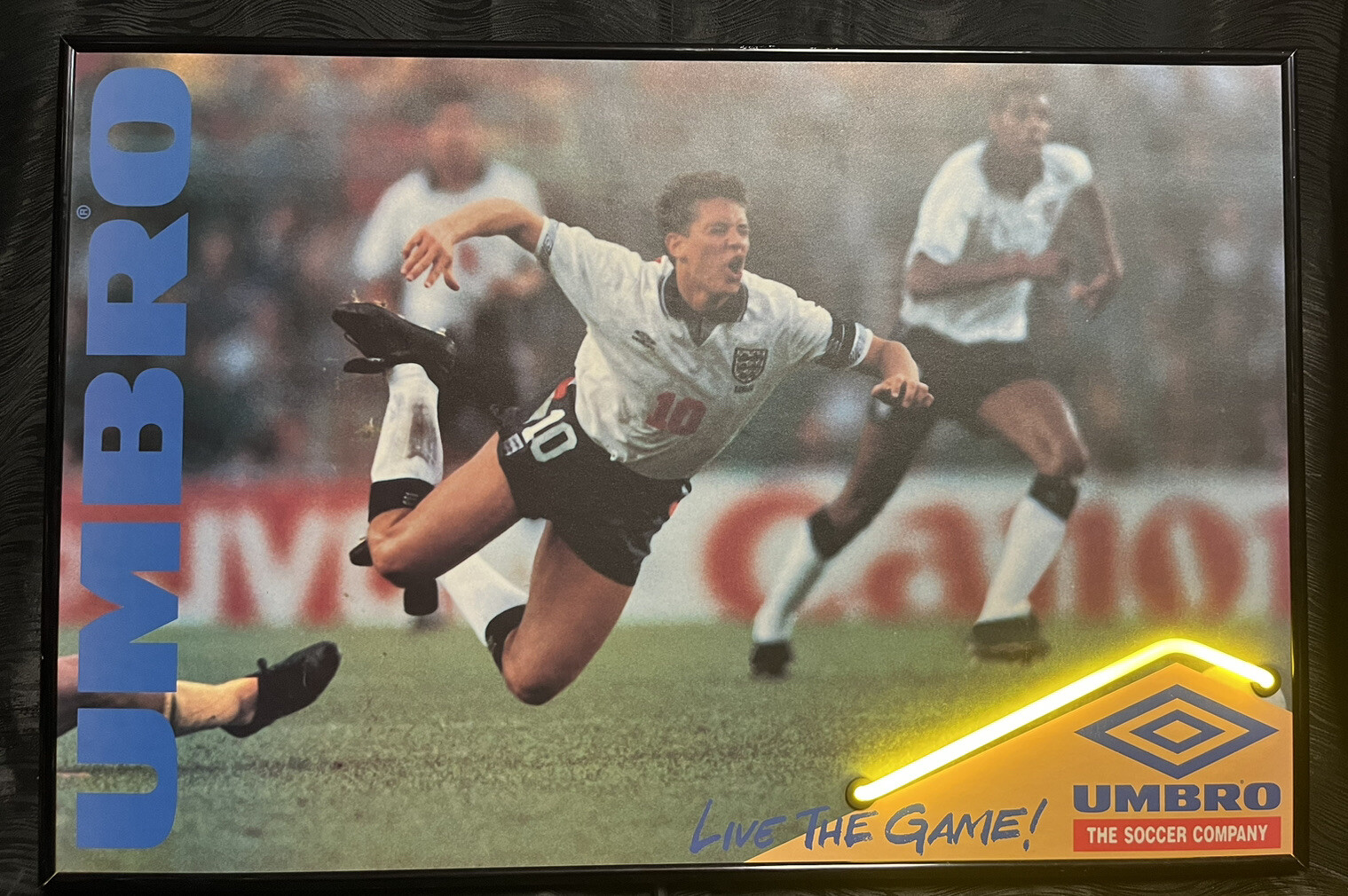 Vtg Umbro Live The Game Neon Store Display Sign Decor Working RARE Soccer 1993