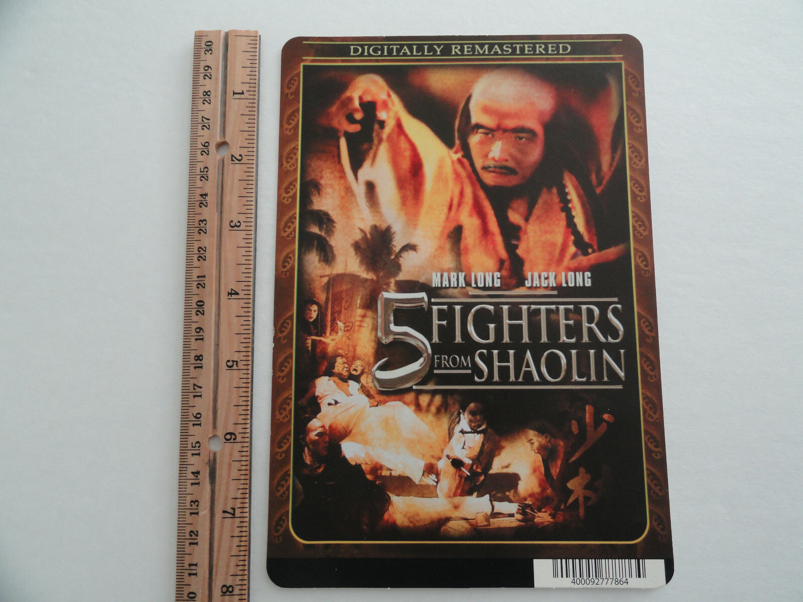 5 FIGHTERS FROM SHAOLIN – BLOCKBUSTER VIDEO BACKER CARD 5.5″X8″ – NO MOVIE