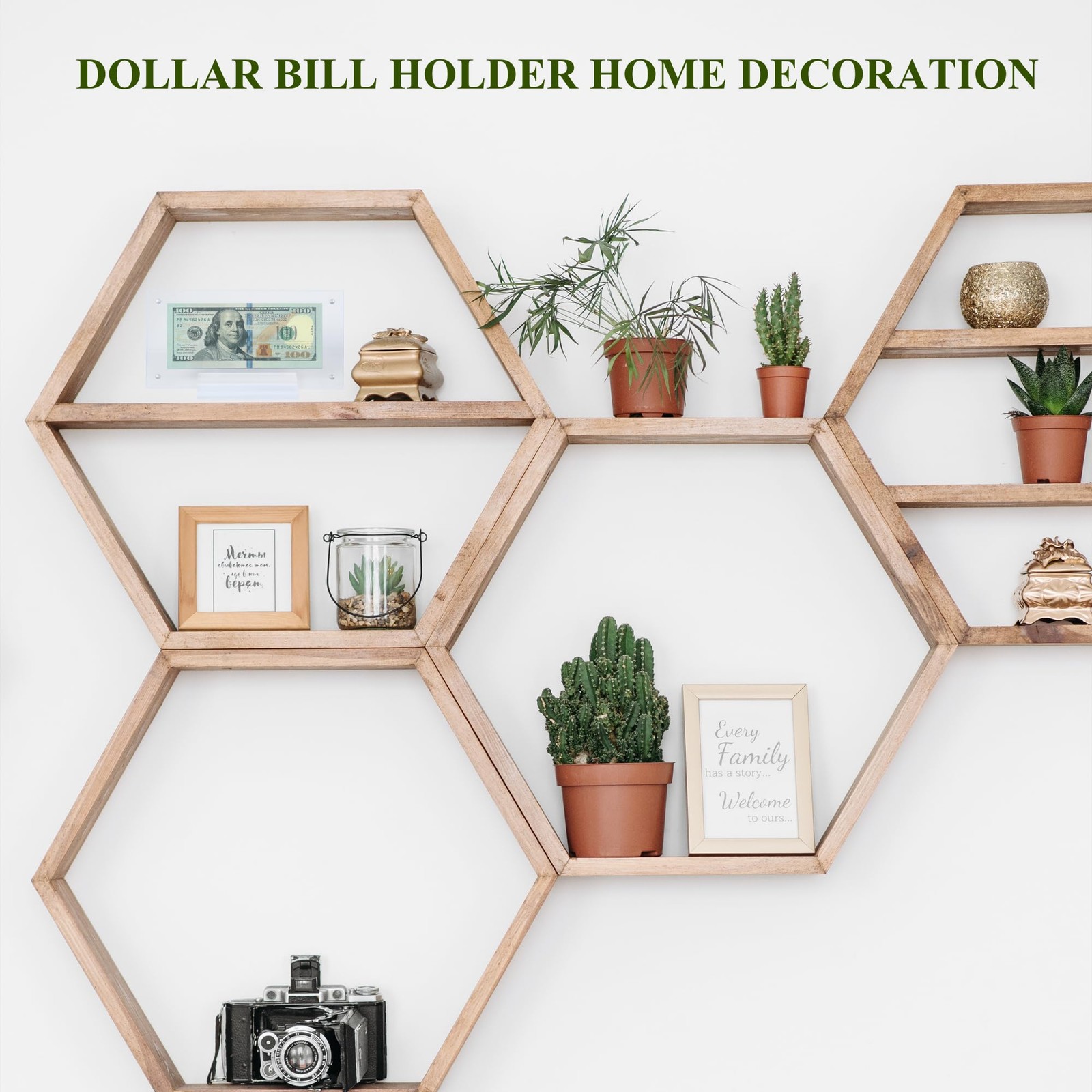LONCHDAN Dollar Bill Frame Display Acrylic 7.8 x 3.9 inches, Transparent-1