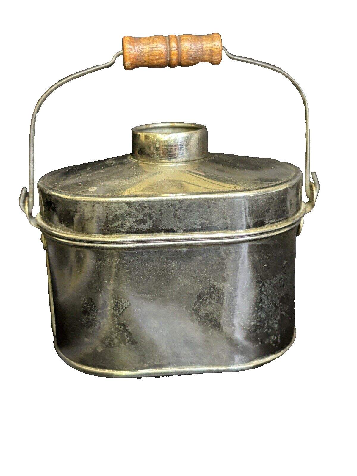Antique Salesman Sample Miner’s Lunch Box 3″ Tall x 3.5″ Wide Wooden Handle