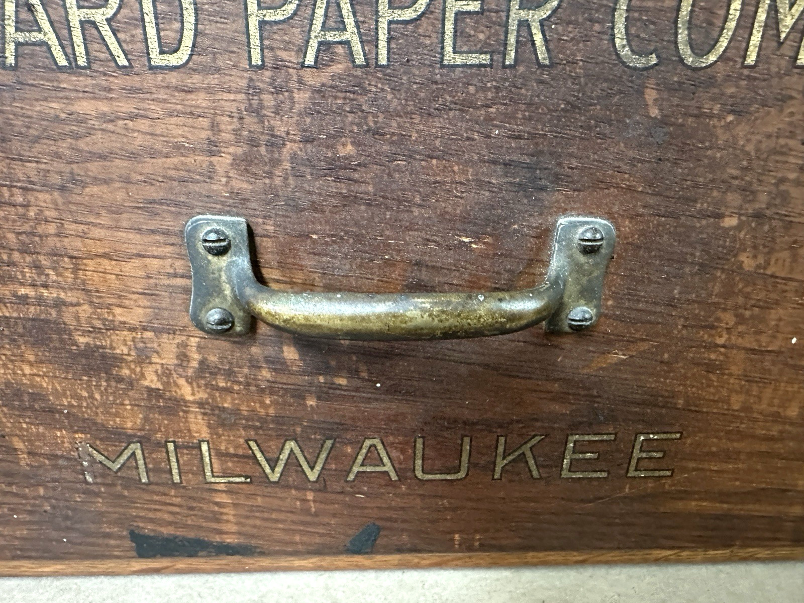 OBO Rare VTG Standard Paper Company Milwaukee WI Oak Wood Drawer
