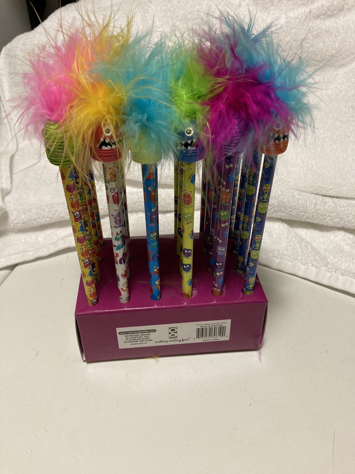 Original Store Counter Display Box of 24 Monster Tip Tops Pencils