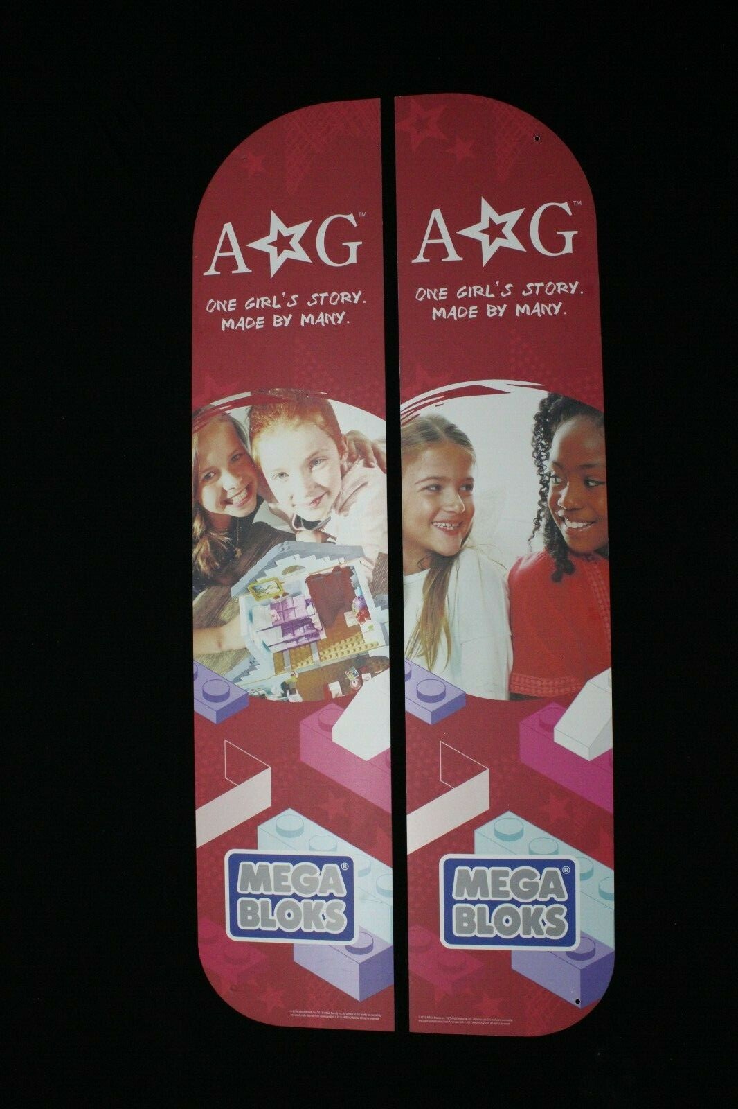 Lot of 2 -Toys R Us Geoffrey Retail Sign Aisle Display American Girl Mega Bloks
