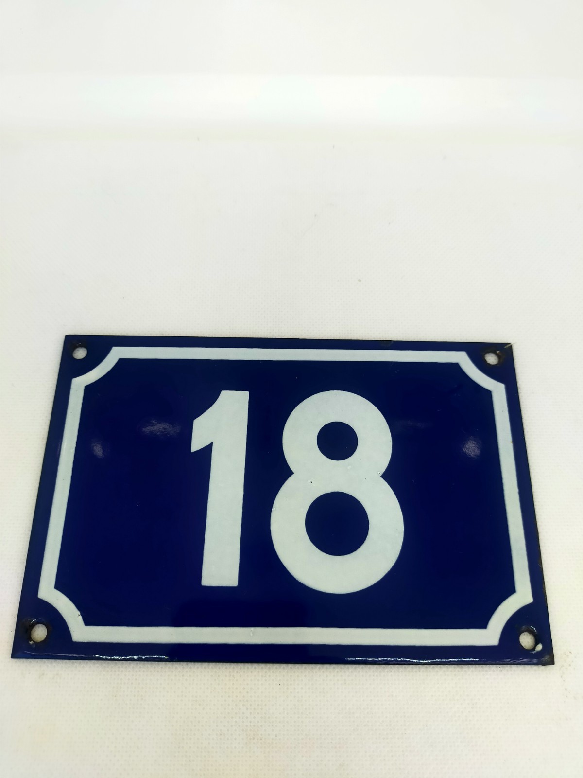 authentic enamel plaque street number 18